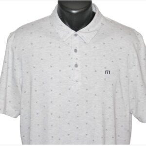 SHARP Travis Mathew Polyester/Cotton Polo No Club Logos XL Off White/Gray Accen